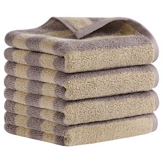 Striped Cotton Hand Towel Set, Soft Absorbent Hand Towels for Bathroom, Camping, Gym, Hotel 4 Pack