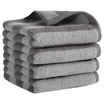 Striped Cotton Hand Towel Set, Soft Absorbent Hand Towels for Bathroom, Camping, Gym, Hotel 4 Pack