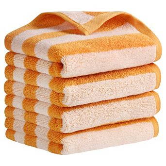 Striped Cotton Hand Towel Set, Soft Absorbent Hand Towels for Bathroom, Camping, Gym, Hotel 4 Pack