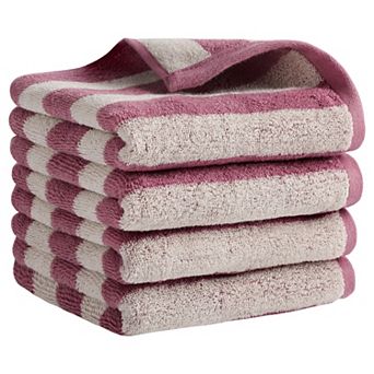 Striped Cotton Hand Towel Set, Soft Absorbent Hand Towels for Bathroom, Camping, Gym, Hotel 4 Pack