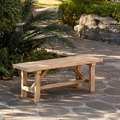 Vintiquewise Wooden Bench Entryway Organizer Rustic Accent Seat Natural Wood Armless Design