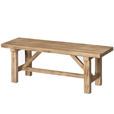 Vintiquewise Wooden Bench Entryway Organizer Rustic Accent Seat Natural Wood Armless Design