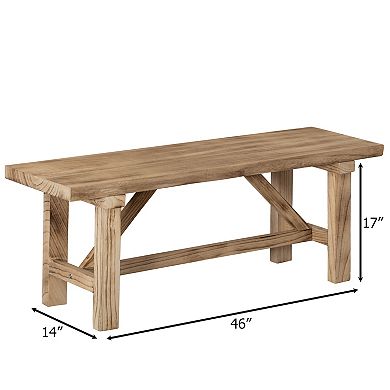 Vintiquewise Wooden Bench Entryway Organizer Rustic Accent Seat Natural Wood Armless Design