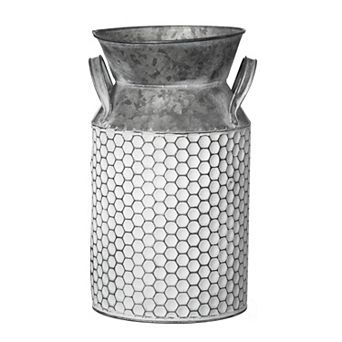 Vintiquewise 11" Vintage Decorative Milk Bucket Vase Rustic French Country Decor Jug with Handles