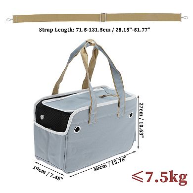 Breathable Pet Carrier Bag, Foldable Transport Box with Removable Mat, Carry Bag with 2 Pocket