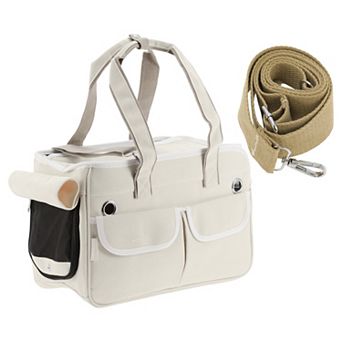 Breathable Pet Carrier Bag, Foldable Transport Box with Removable Mat, Carry Bag with 2 Pocket