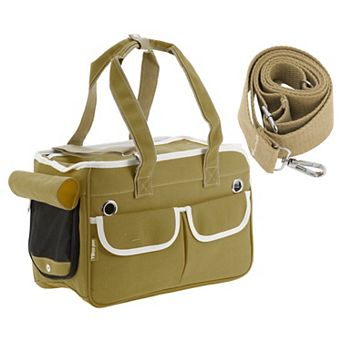 Breathable Pet Carrier Bag, Foldable Transport Box with Removable Mat, Carry Bag with 2 Pocket