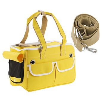 Breathable Pet Carrier Bag, Foldable Transport Box with Removable Mat, Carry Bag with 2 Pocket