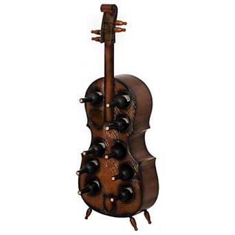 Vintiquewise Cello-Shaped Wine Holder 10-Bottle Freestanding Metal Rack Vintage Decorative Storage