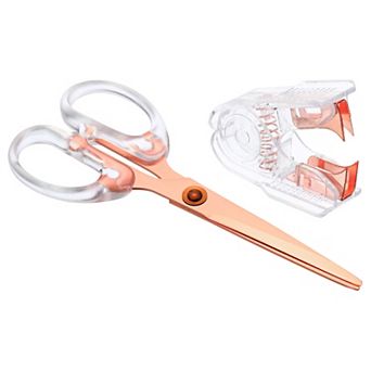 Staple Remover Set, Jaw Style Staple Puller Removal Tool with Scissor for Office Desktop, Rose Gold