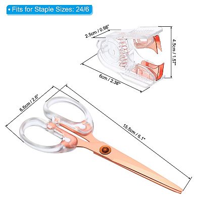 Staple Remover Set, Jaw Style Staple Puller Removal Tool with Scissor for Office Desktop, Rose Gold