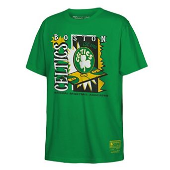 Youth Mitchell & Ness Kelly Green Boston Celtics Retro '90s Poster T-Shirt
