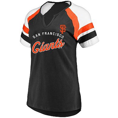 Women's Profile Black San Francisco Giants Arched Notch Neck T-Shirt