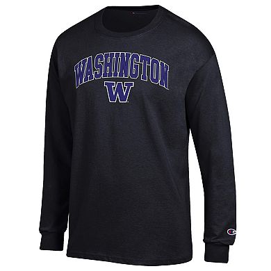 Men's Champion Black Washington Huskies Arch Over Logo Long Sleeve T-Shirt