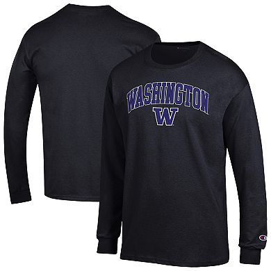 Men's Champion Black Washington Huskies Arch Over Logo Long Sleeve T-Shirt
