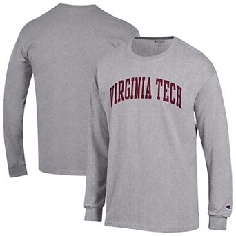 Men's Champion Heather Gray Virginia Tech Hokies Basic Arch Long Sleeve T-Shirt
