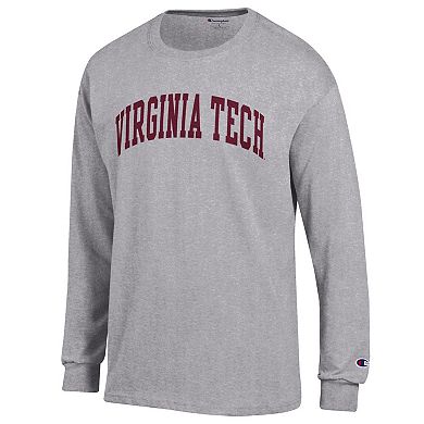 Men's Champion Heather Gray Virginia Tech Hokies Basic Arch Long Sleeve T-Shirt