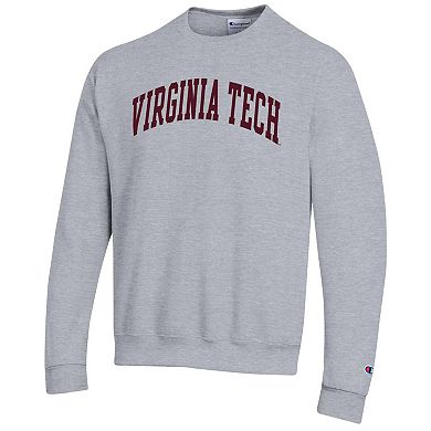 Men's Champion Heather Gray Virginia Tech Hokies Basic Arch Fleece Pullover Sweatshirt
