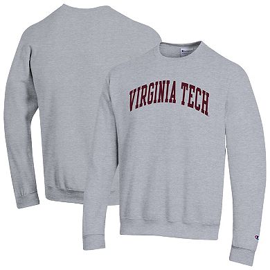 Men's Champion Heather Gray Virginia Tech Hokies Basic Arch Fleece Pullover Sweatshirt