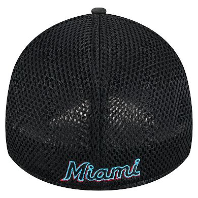 Men's New Era Black Miami Marlins Subtle Camo 39THIRTY Flex Hat