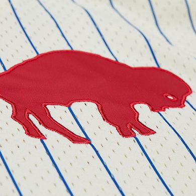 Men's Mitchell & Ness Cream Buffalo Bills Vintage Logo Final Seconds Full-Button Mesh Top