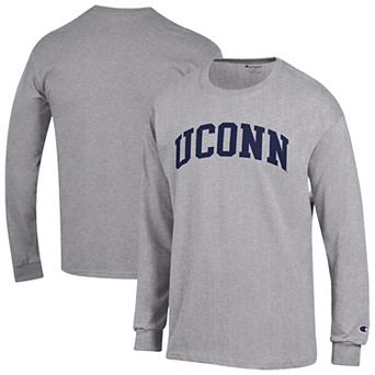 Men's Champion Heather Gray UConn Huskies Basic Arch Long Sleeve T-Shirt