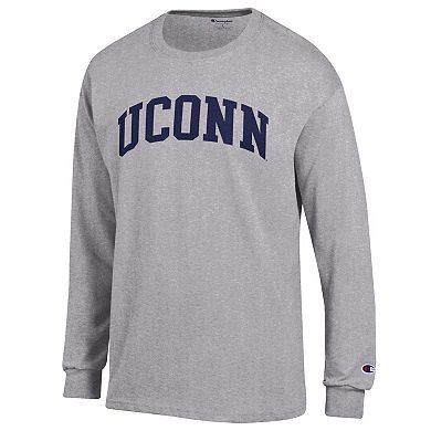 Men's Champion Heather Gray UConn Huskies Basic Arch Long Sleeve T-Shirt