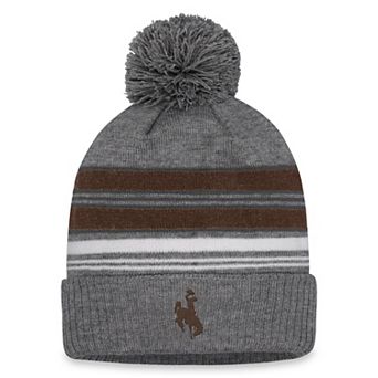 Men's Top of the World Heather Gray Wyoming Cowboys Carbon Cuffed Knit Hat with Pom