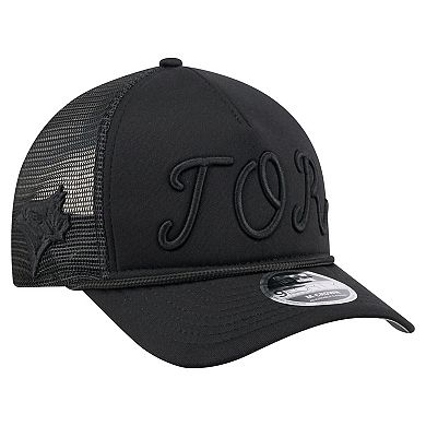 Men's New Era Black Toronto Blue Jays City Initial 9FORTY A-Frame M-Crown Adjustable Trucker Hat