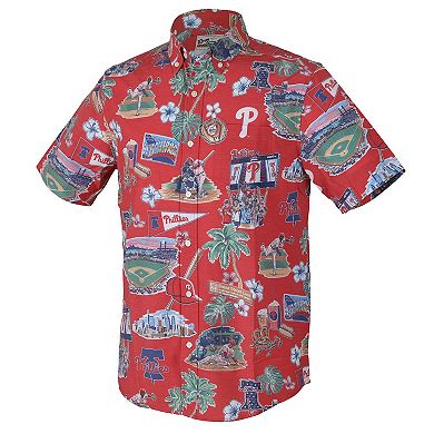 Men's Reyn Spooner Red Philadelphia Phillies Scenic Tri-Blend Button-Down Shirt