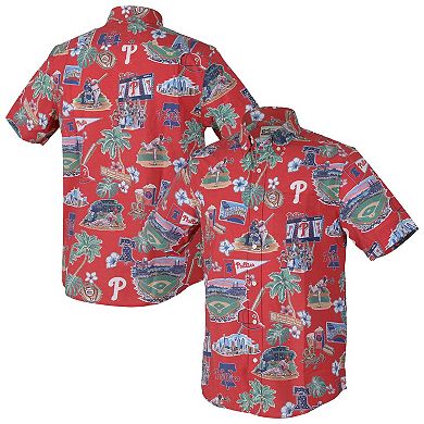 Men's Reyn Spooner Red Philadelphia Phillies Scenic Tri-Blend Button-Down Shirt
