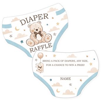 Big Dot of Happiness We Can Bearly Wait - Diaper Shaped Raffle Ticket Inserts