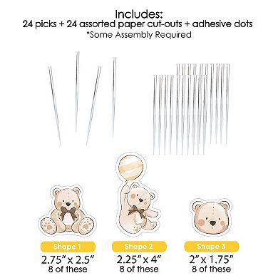 Big Dot of Happiness We Can Bearly Wait Cupcake Toppers Teddy Bear Baby Shower