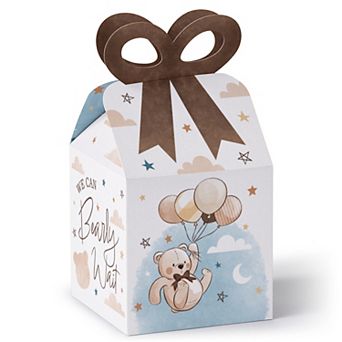 Big Dot of Happiness We Can Bearly Wait - Square Favor Gift Boxes - Teddy Bear