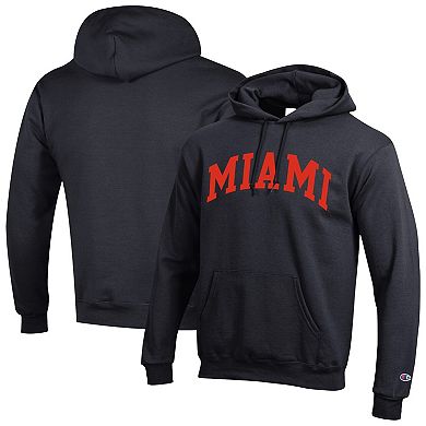 Men's Champion Black Miami Hurricanes Basic Arch Fleece Pullover Hoodie