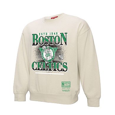 Women's Mitchell & Ness Cream Boston Celtics Oversprayed Pullover Sweatshirt