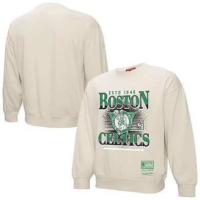 Women's Mitchell & Ness Cream Boston Celtics Oversprayed Pullover Sweatshirt
