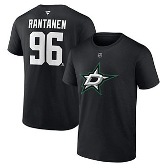 Men's Fanatics Mikko Rantanen Black Dallas Stars Authentic Stack Name & Number T-Shirt