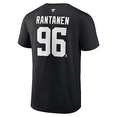 Men's Fanatics Mikko Rantanen Black Dallas Stars Authentic Stack Name & Number T-Shirt