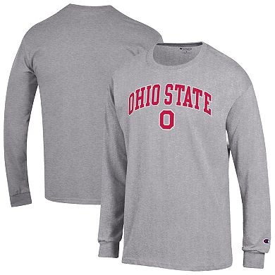 Men's Champion® Heather Gray Ohio State Buckeyes Arch Over Logo Long Sleeve T-Shirt