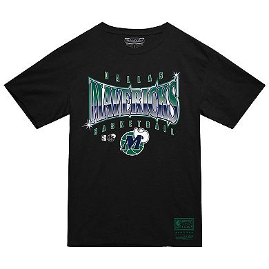 Men's Mitchell & Ness Black Dallas Mavericks Worldwide Collection Glow Up T-Shirt