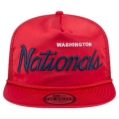 Men's New Era Red Washington Nationals Retro Satin Script Golfer Adjustable Hat