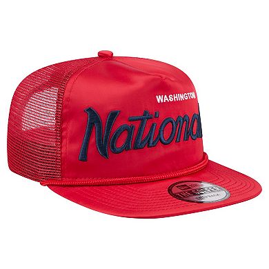 Men's New Era Red Washington Nationals Retro Satin Script Golfer Adjustable Hat