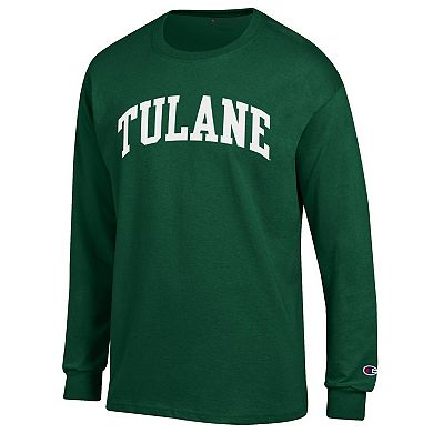 Men's Champion Green Tulane Green Wave Basic Arch Long Sleeve T-Shirt
