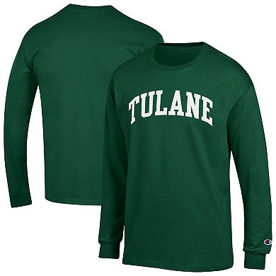 Men's Champion Green Tulane Green Wave Basic Arch Long Sleeve T-Shirt