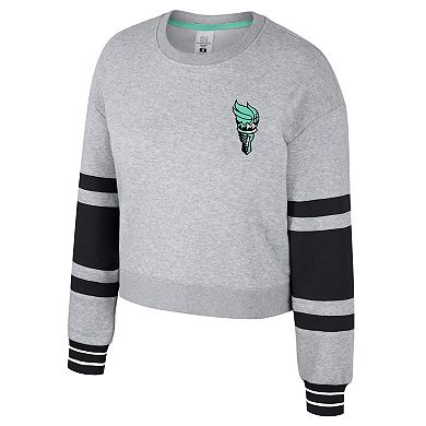Unisex Fanatics Stadium Essentials Heather Gray New York Liberty Cropped Pullover Sweatshirt