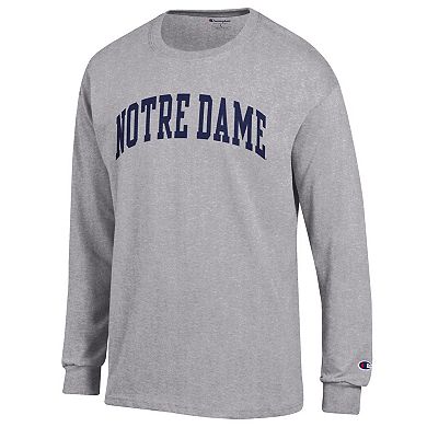 Men's Champion Heather Gray Notre Dame Fighting Irish Basic Arch Long Sleeve T-Shirt