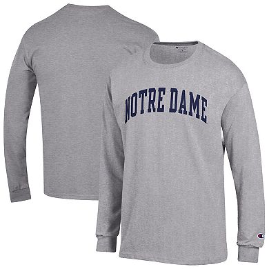 Men's Champion Heather Gray Notre Dame Fighting Irish Basic Arch Long Sleeve T-Shirt