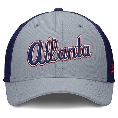 Men's Nike Gray/Navy Atlanta Braves Rise Swoosh Performance Flex Hat