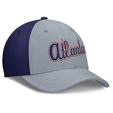 Men's Nike Gray/Navy Atlanta Braves Rise Swoosh Performance Flex Hat